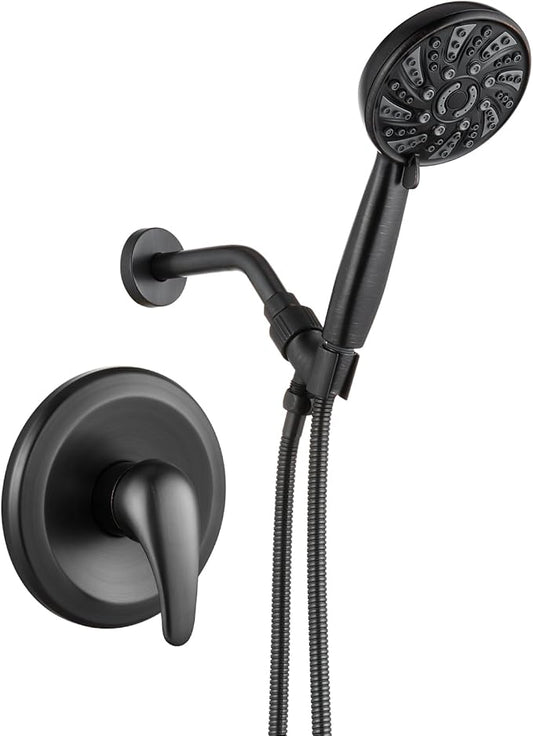 gotonovo Single-Handle Shower Faucet Set Shower Kit with Valve Shower Head and Handle Set Shower Trim Kit with 6 Modes ABS Handheld Shower Fixtures Shower Valve and Trim Kit Oil Rubbed Bronze