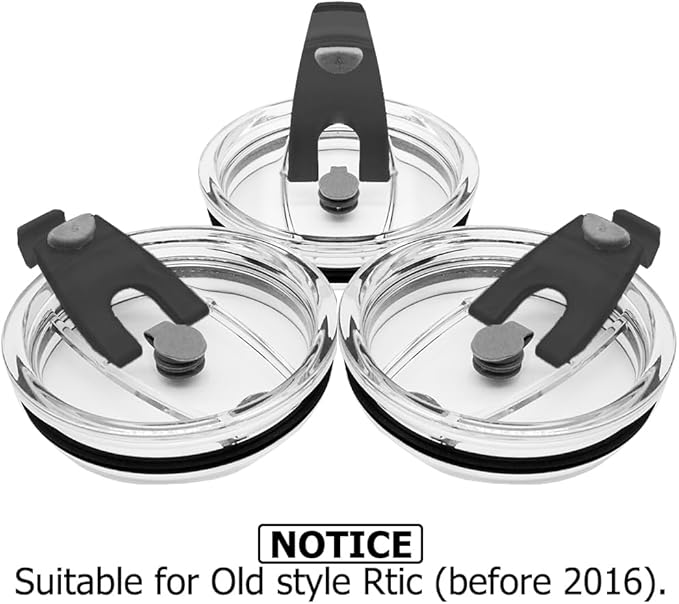 3 Packs Lids for 30oz Tumblers, Spill-proof Splash Resistant Straw-friendly Cover for Old Style Rtic, Ozark Trail 30 oz. Cups - Black