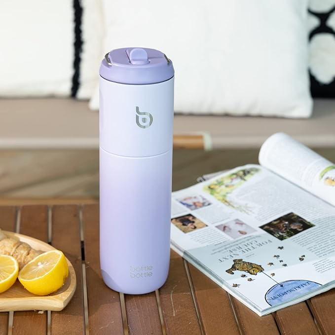 BOTTLE BOTTLE Insulated Water Bottle 24oz with Straw Lid and Handle for Sports Travel Gym Stainless Steel Water Bottles Double-Wall Vacuum Metal Thermos Bottles Leak Proof BPA-Free