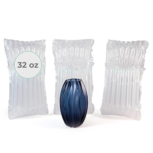 IDL Packaging Inflated 32 oz Bottle Air Bags, Self Sealed, Pack of 3 - Reusable Air Column Bags for Packing, Travel and Shipping - Cushioning Protector for Glass, Ceramic, Breakables
