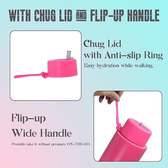 AGH 30oz Water Bottle - Double Wall Vacuum Insulated Stainless Steel Tumbler with Straw - Rose Red