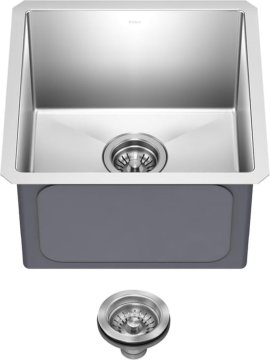 Kraus Kitchen Sink - Kraus Standart Pro 17-Inch Undermount Single Bowl, 16 Gauge Stainless Steel Kitchen Sinks, KHU101-17