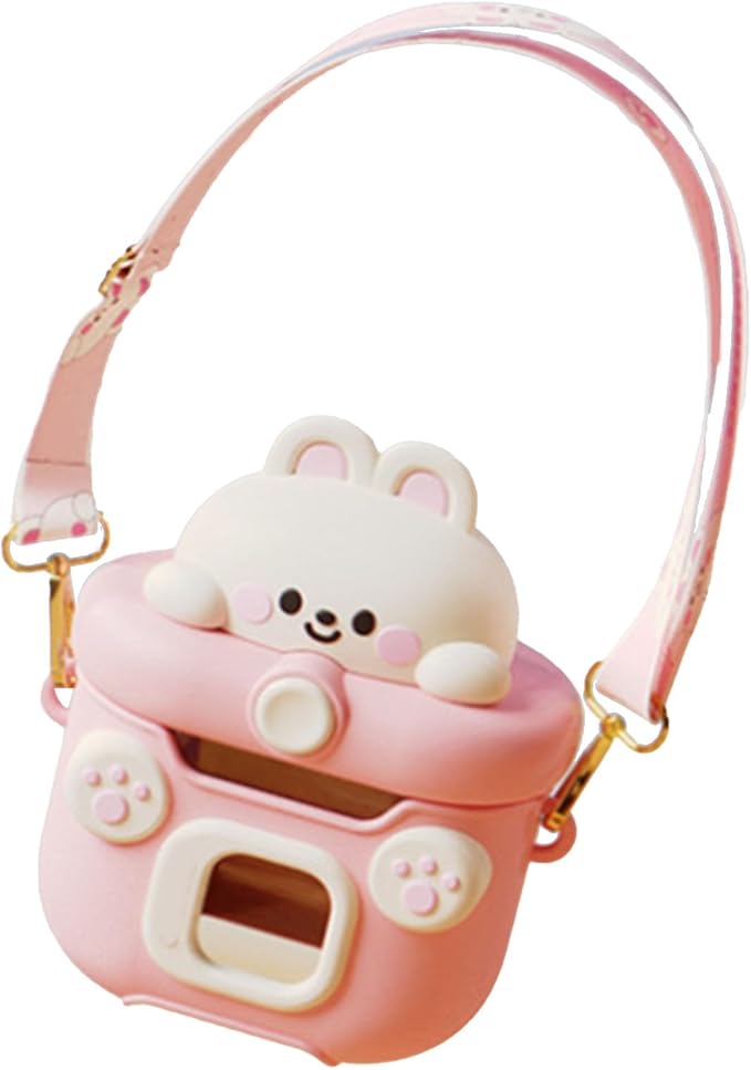 Camera Cup for Kids and Adults with Straw, 550ml Portable Cartoon Water Bottle for Office and Outdoor ()