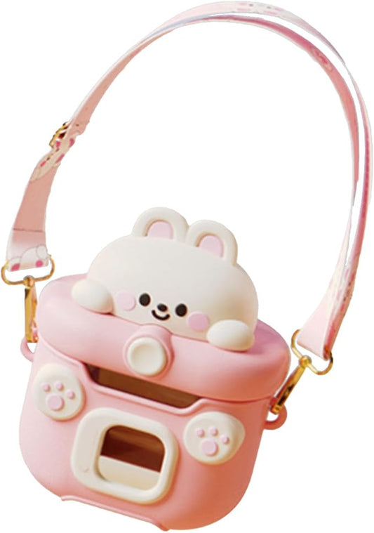 Camera Cup for Kids and Adults with Straw, 550ml Portable Cartoon Water Bottle for Office and Outdoor ()