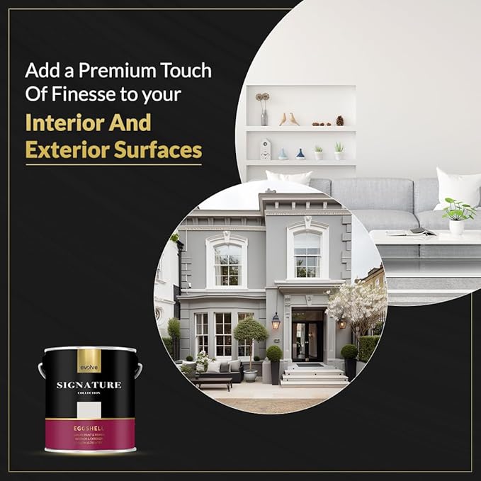 EVOLVE Signature Paint & Primer: Luxury Paint & Primer for Indoor & Outdoor Surfaces, Minimal Odor, Eggshell Sheen (Quicksilver Gray, 1 Gallon)