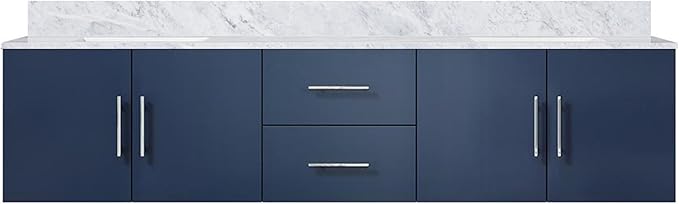 Sonoma 80 in. W x 22 in. D Navy Blue Double Bath Vanity and Carrara Marble Top