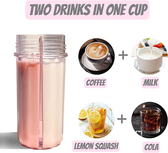 28oz Split Flask Tumbler 2 in 1 Mixed Drink Tumbler, Kawaii Cup With Storage Blender Water Bottle, Travel Camping Snack Slushie Cup With Straw (Pink)