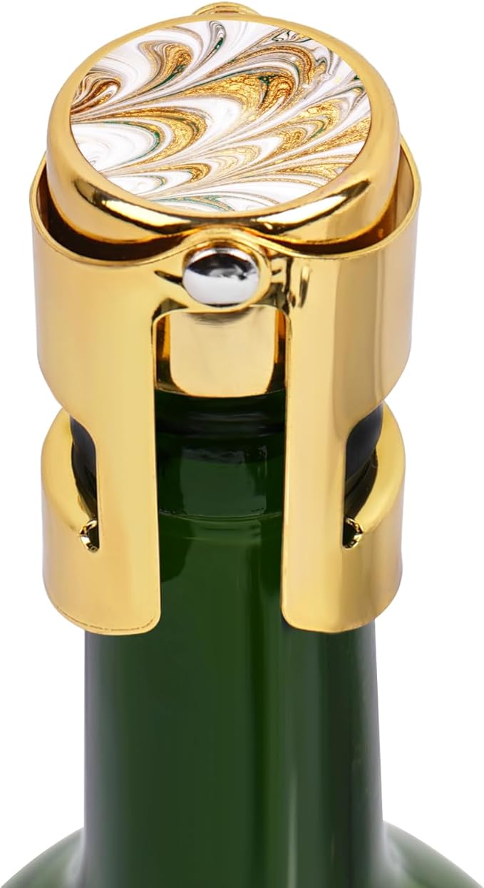 LIZIMANDU Champagne Stopper, Stainless Steel Bottle Plug Sealer for Sparkling Wine, Superior Leak,keeps Wine, Champagne, Prosecco, Cava, and Sparkling Wine fresh longer(1-Gold Splash Ink)