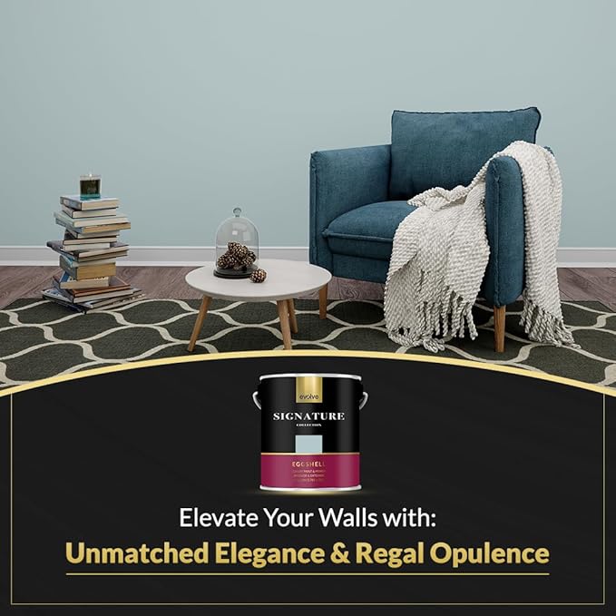 EVOLVE Signature Paint & Primer: Luxury Paint & Primer for Indoor & Outdoor Surfaces, Minimal Odor, Eggshell Sheen (Lunar Gray, 1 Gallon)