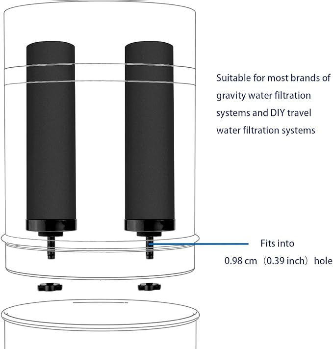 Huining 4PCS Black Water Filters for Water Purification Unit Water Filter Replacement Household Water Bucket Water Filtration System Gravity Water Filter System Water Purifier Survival