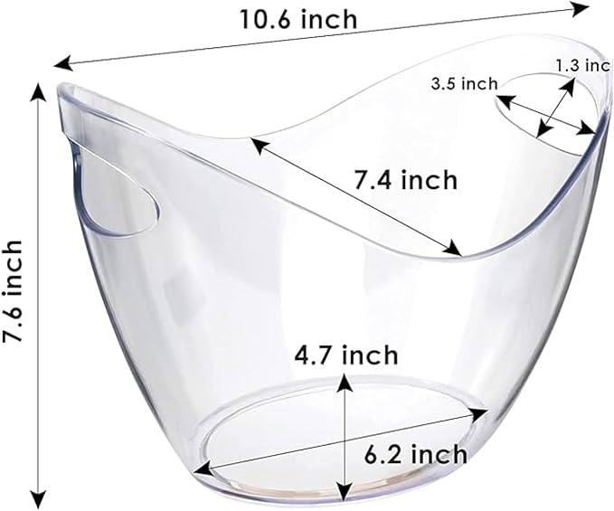 Pack of 2 Acrylic Ice Buckets - 4 Liter Large Beverage Tubs for Parties, Perfect Ice Containers for Party, Buckets for Drinks, Mimosa Bar Supplies, Brunch Decor, and Outdoor Events, and more.