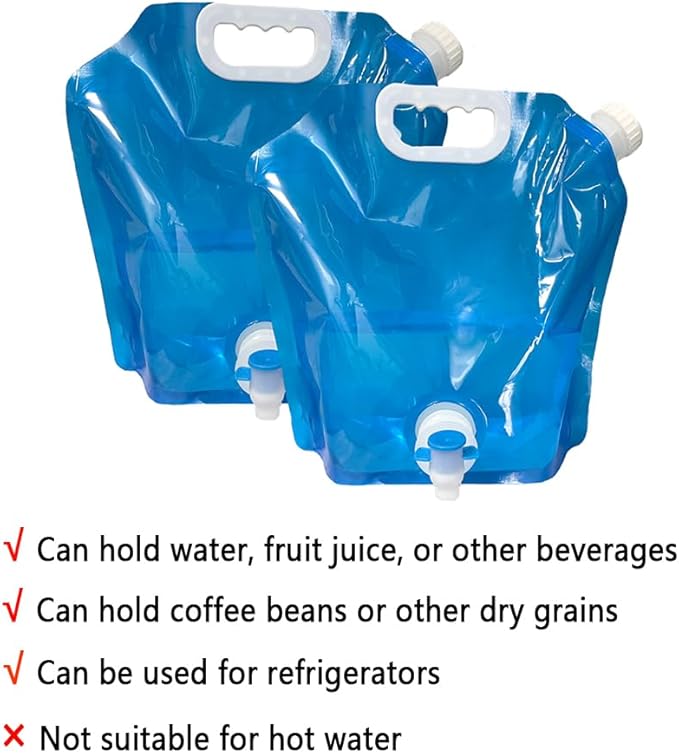 PIVHWIR 2 PCS Collapsible Water Container with Spigot, BPA Free 5L Camping Water Storage Carrier Jug, Collapsible Water Cube for Outdoors Hiking Camping Riding