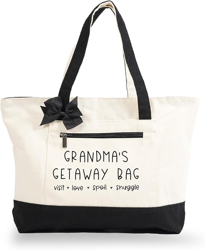 Grandma Gifts, Gifts Tote Bag for Grandma, Personalized Christmas Birthday Grandma Gifts, Large Size Heavy Canvas Bag with Front Pocket for Grandmother Granny Mom Gift Idea