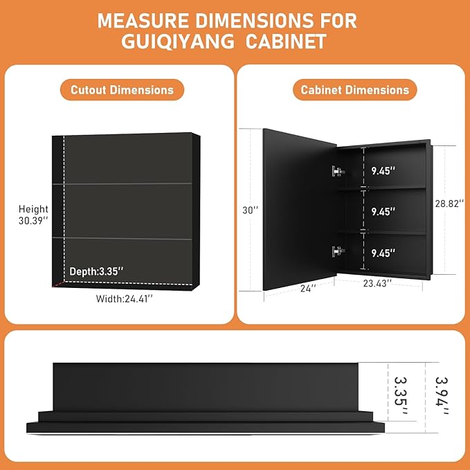 24X30 Inches Medicine Cabinet, Wall Mounted Bathroom Cabinet wirh Beveled Mirror, Recessed or Surface Medicine Cabinet with Storage