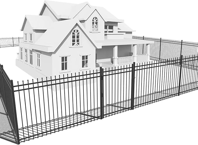 Fencer Wire 100FT Heavy Duty Anti-Rust Pinnacle Fence Barrier Kit, Metal Steel Fence w/ 5FT Height & 8FT Width Panels, Gate, Posts, and Connectors, 2” Diameter Outdoor Fencing for Yard, Pool, Patio