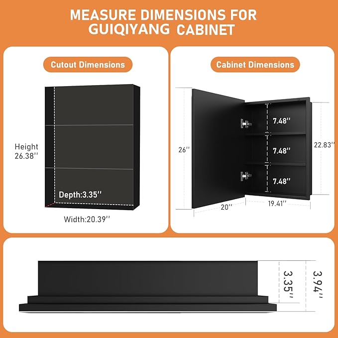 20X26 Inches Medicine Cabinet, Wall Mounted Bathroom Cabinet wirh Beveled Mirror, Recessed or Surface Medicine Cabinet with Storage