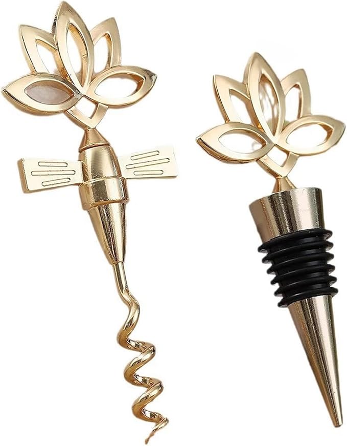 Decorative Wine Stopper and Opener Set of 2,Cool Wine Bottle Stoppers for Glass Bottles,Crystal Bottle Stopper Fits Standard Bottles,Fancy Decors Wine Tools (Heart Set)