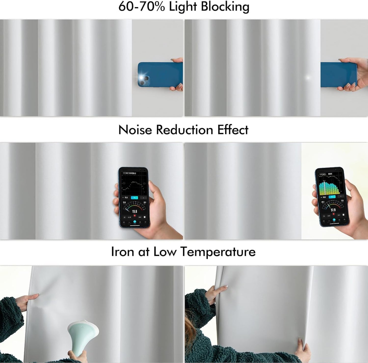 MIULEE Back Tab Light Blocking Curtains 120 Inch Long 2 Panels Set for Living Room Bedroom, Greyish White Rod Pocket/Pinch Pleated Extra Long Thermal Insulated Room Darkening Blackout Curtains/Drapes