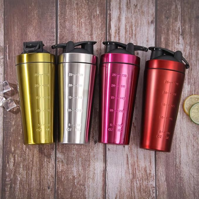 RED Stainless steel Insulated Shaker Bottle with Wire Wisk | Re-usable| 24 ounce| Bpa free |, CFWB-026