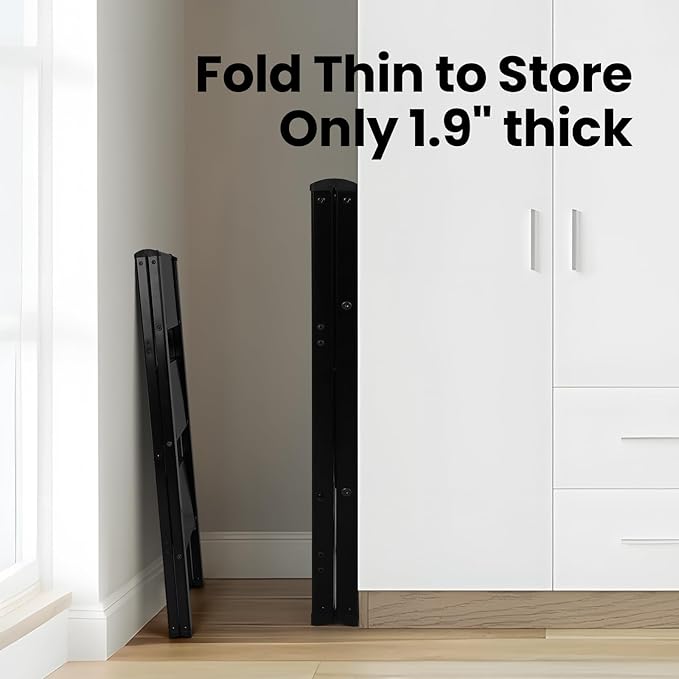 FAHKNS 3 Step Ladder, Aluminum Light Folding 3 Step Stool with Non-Slip Wide Pedal (7.9Inch), 330Lbs Capacity Stepping Stool, Step Ladder 3 Step Folding for Office,Household,Kitchen, Black