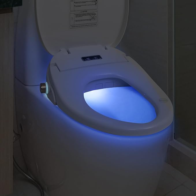 Electric Bidet Toilet Seat, Elongated V-shaped Heated Bidet with Dryer and Warm Water, Rear and Front Washing, Self-Clean Nozzle,Soft Close Toilet Seat with Remote Control, LED light and Deodorization