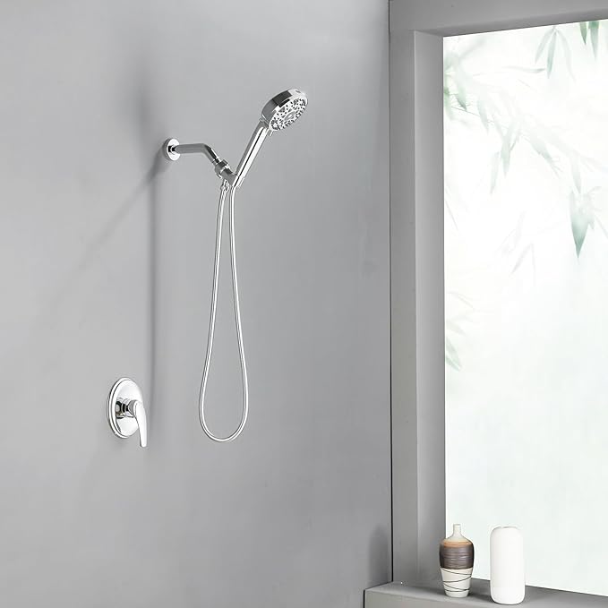 Shower Faucet Set with 7 Functions Handheld Shower Head Filter Shower Combo Set Shower System Shower Trim Kit Chrome Polished