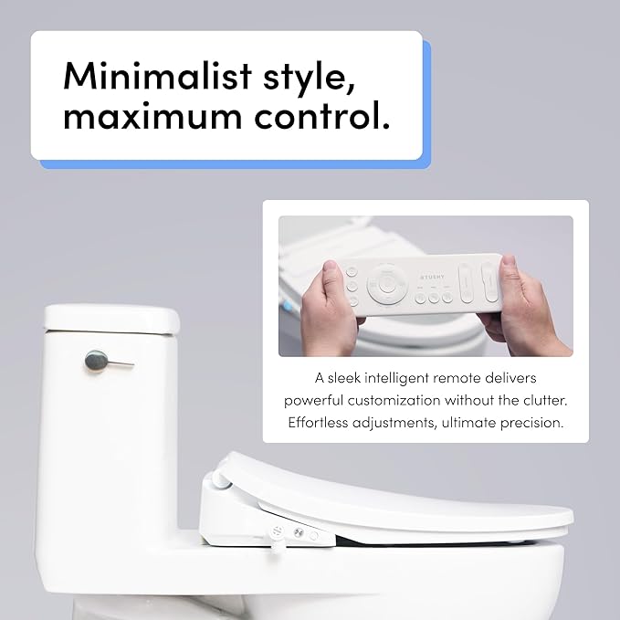 TUSHY Cloud+ Electronic Bidet Heated Toilet Seat (Intelligent Remote w/Personal Settings, Warm Water, Air Dryer, Automatic Deodorizer & Night Light), Elongated