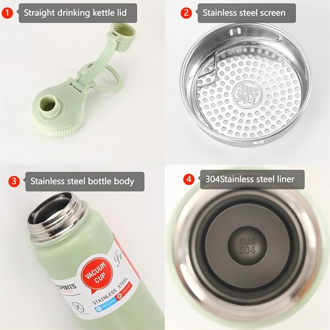 Gerrit 27 oz Insulated Vacuum Stainless Steel Water Bottle With Straight Drink Lid, Easy To Carry (Lilac), YP234, Large capacity