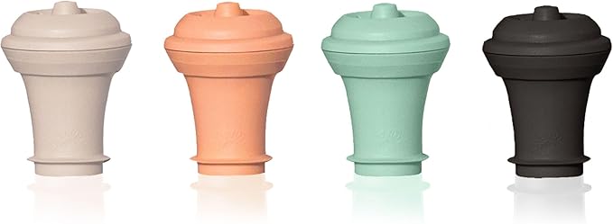 Vacu Vin Wine Saver Vacuum Reusable Stoppers - Set of 4 - Designed and Made in the Europe - Keep Wine Fresh for Up to a Week with Airtight Seal - Compatible with Vacu Vin Wine Saver Pump