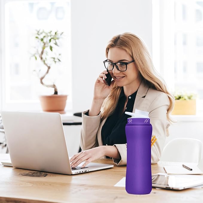 Water Bottle Sleeve Compatible with Cir-kul Water Bottle - 2 Pcs Sleeve Compatible with Cir-kul Plastic 22oz & Stainless Steel Bottle - Insulated Cover for Retaining Temperature, Purple