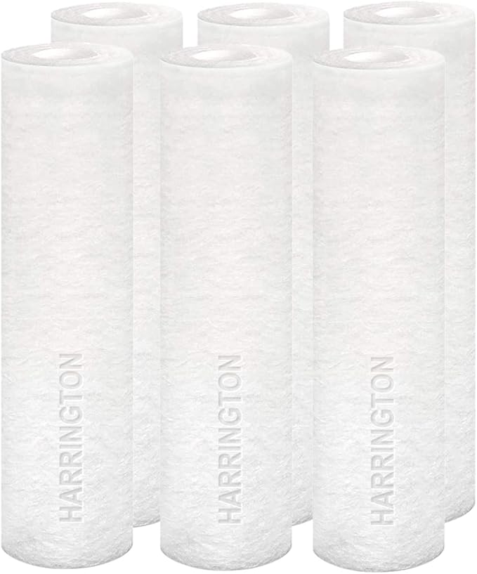 Harrington HVV5-10N 5 Micron 10" x 2.5" Premium Sediment Water Filter Replacement Cartridge - Made in USA - for Any Standard RO Unit | Whole House Sediment Filtration (Pack of 6)