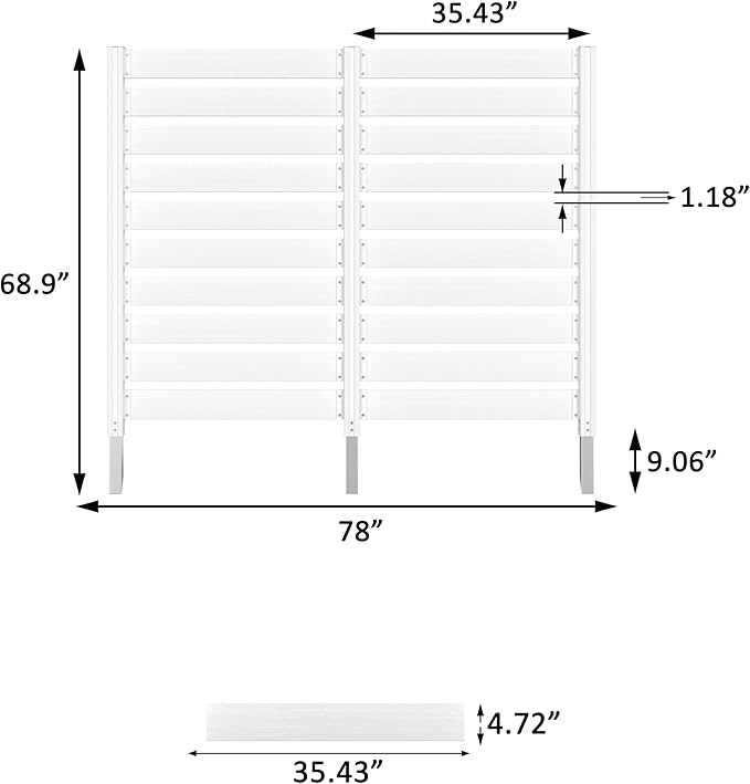 78” W x 60” H Wooden Air Conditioner Fences for Hard Ground & Soft Ground, 2 Outdoor Garden Fences, Privacy Screen Panels with Aluminum Stakes, Trash Can Pool Equipment Enclosure, White