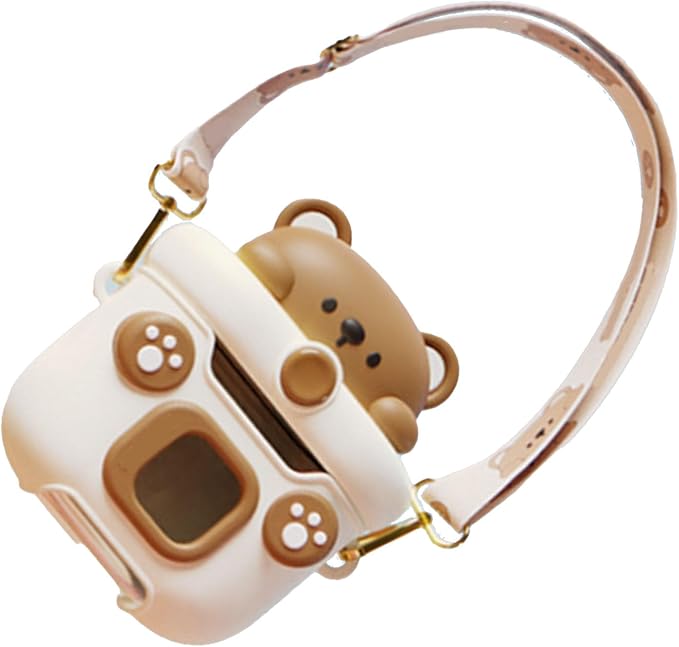 Keenso Camera Cup for Kids and Adults with Straw, 550ml Portable Cartoon Water Bottle for Office and Outdoor (Creamy White)