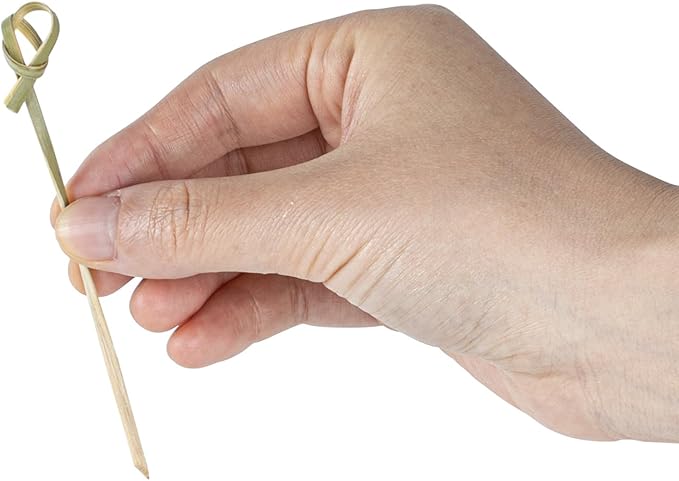 Restaurantware 4 Inch Twisted Bamboo Skewers 1000 Sturdy Disposable Bamboo Food Picks - Sturdy Looped Knot Bamboo Appetizer Picks Sustainable For Serving Appetizers and Cocktail Garnishes