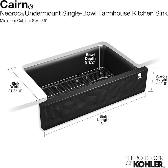 Cairn Undermount Single-bowl Farmhouse Kitchen Sink with Fluted Design
