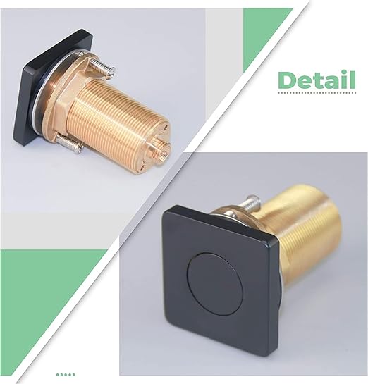 Garbage Disposal Switch, Cordless Air Switch Kit for Food Waste Disposer, Brass Material Matte Black Finish,Long Sink Top Push Button