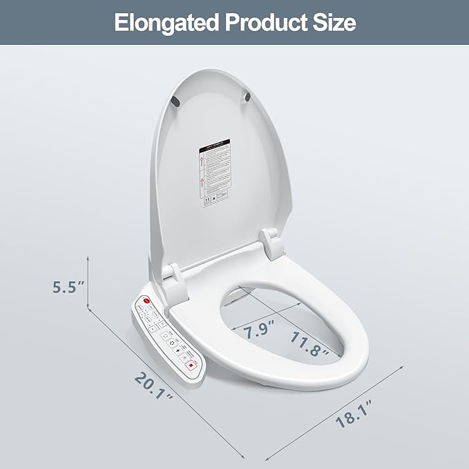ZMJH ZMA102 Bidet Toilet Seat, Unlimited Warm Water, Vortex Wash, Electronic Heated, Warm Air Dryer, Rear and Front Wash, LED Light, Need Electricity, White, (Elongated)
