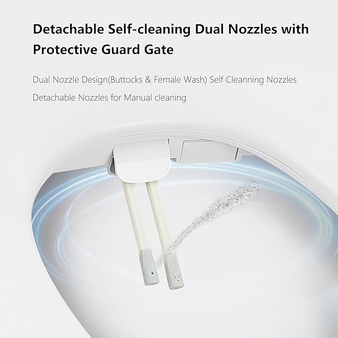 Elongated Electronic Bidet Toilet Seat with Wireless Remote Control,Heated Toilet Seats, Warm Air Dryer,Temperature Controlled Wash and Soft-close Functions (TE001-116)