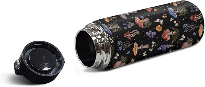 Mushroom Print Insulated Stainless Steel Water Bottle with Top Handle 18 Oz Vacuum Stainless Steel Sports Travel Water Bottle for Women Men