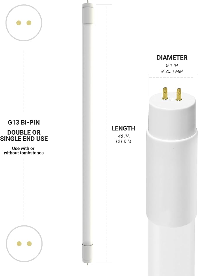 NuWatt 30 Pack 4 FT LED T8 Tube Light, T10 T12 Hybrid Type A+B, 3500K Neutral White, 18W High Brightness 2200 Lumens, Plug & Play OR Ballast Bypass Fluorescent Tube Replacement, Single or Double Ended