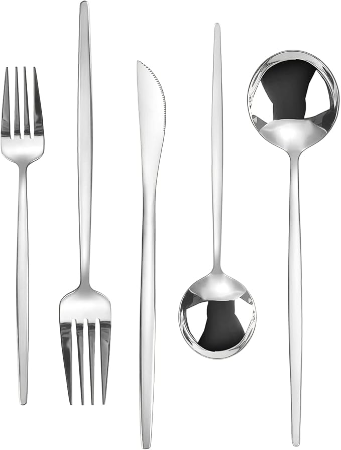 Silverware Set, KassKa 20 Pieces Flatware Cutlery Set, Stainless Steel Utensils Set Spoon Fork Knives Set for Home Restaurant and Kitchen, Mirror Polished Finished, Service for 4