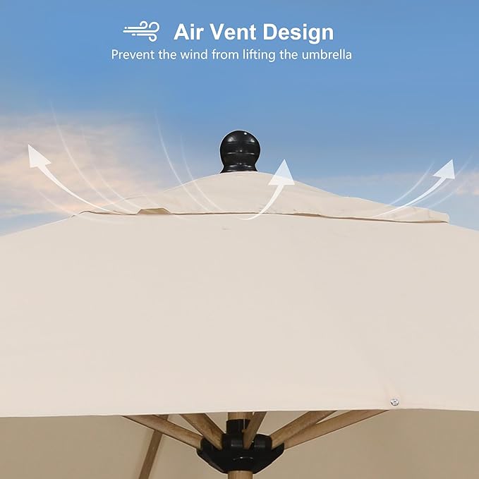 PURPLE LEAF 9' x 11.5' Patio Umbrella Outdoor Table Umbrella Rectangular Aluminum Market Umbrella with 8 Sturdy Ribs & Crank Outdoor Umbrellas for Garden Deck Patio, Beige