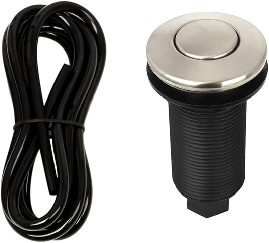 Akicon Garbage Disposal Air Switch with Air Hose, Sink Top Push Button Replacement for Air Switch Garbage/Waste Disposal Outlet (Brushed Nickel)
