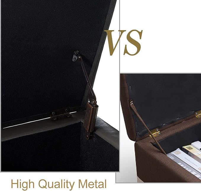 Adeco Bonded Leather Square Tufted Cubic Cube Storage Footstool, 18" Inch Ottomans & Storage Ottomans, With Lid, Dim Gray