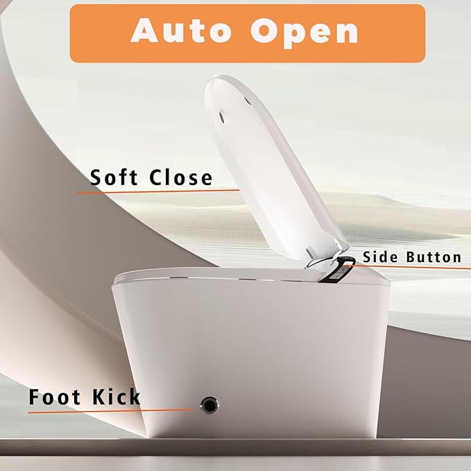 WinZo Luxury Smart Toilet with Elongated Heated Bidet Seat, Auto Flush, LED Display, Multiple Wash Modes with Starry Night Light Comfort ADA Height,(Matte Grey)