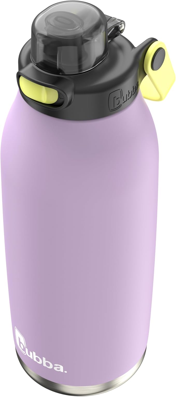 Bubba Radiant Stainless-Steel Pop-Up Straw, 40oz Water Bottle, Medium, Rubberized Lavender Frost