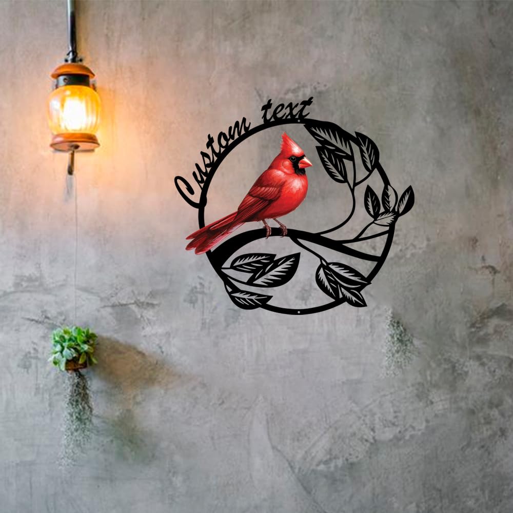 Personalized Name Garden Cardinal Metal Signs, Custom Family Name Yard Decor for Outdoor Outside, Cardinal Lawn Patio Stake Gardening Enthusiasts Grandmothers Gift