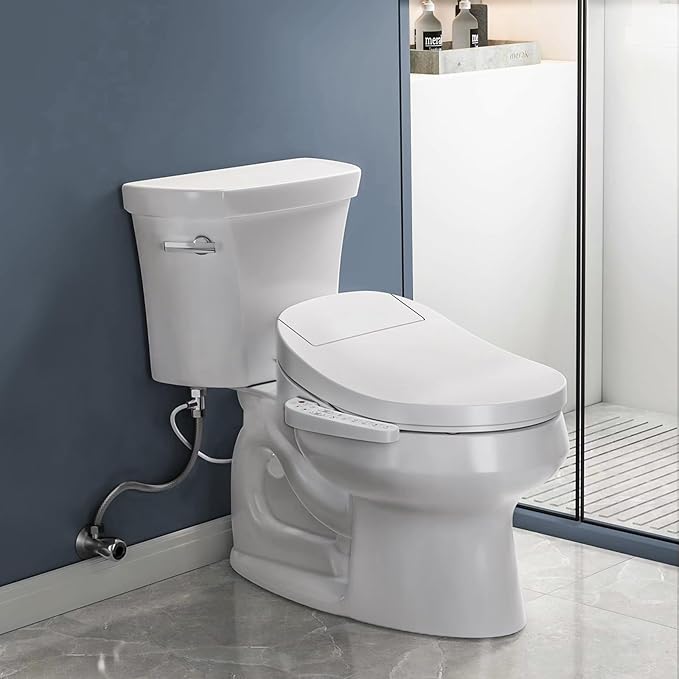 ZMJH A102DS-W Electronic Bidet Toilet Seat, Round, Smart Unlimited Warm Water, Heated Seat with Slow Closes, Vortex Wash, Warm Dryer, Rear and Front Wash, Remote Control, Night Light, White