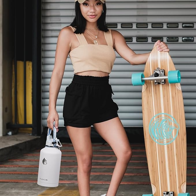 Insulated Water Bottle 64 oz, Double Walled Vaccum Stainless Steel Half Gallon Water Bottle with Straw and Handle, 2-in-1 (Straw & Spout) Water Flask Jug Lid for Gym and Outdoor Sports