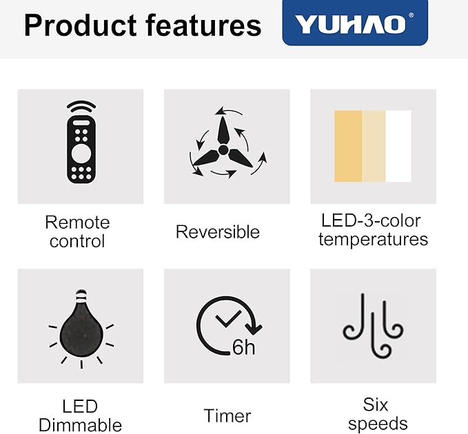 NicBex Ceiling Fan 48 Inch Modern Ceiling Fans with Integrated LED Light and Remote Control Flush Mount Ceiling Fan with 3 Blades for Living Room, Bedroom, Black